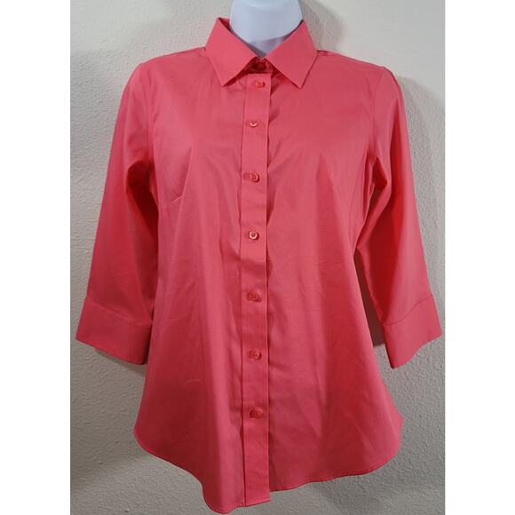 Kirkland Signature Pink Orange Button Up Top Small New Without Tags Lightweight - Picture 1 of 4